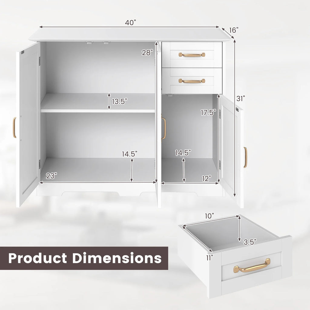 40" Sideboard Buffet Cabinet Modern Kitchen Storage