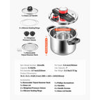 SucceBuy 6.3 8 10 12 Qt Pressure Cooker Stainless Steel