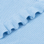 Ruffled Edge Knit Baby Blanket in Baby Blue