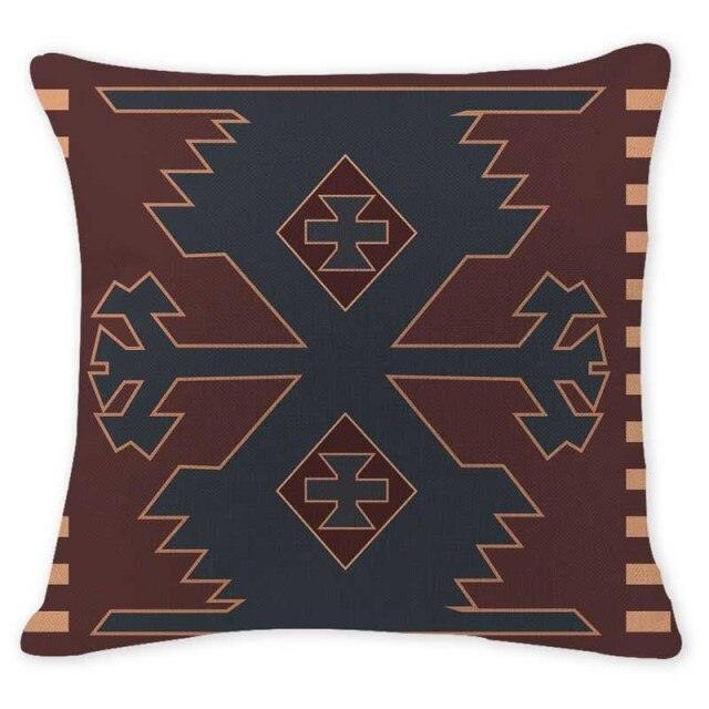 Geometric Throw Pillow Cover Cotton/Linen Brown Cushion Covers Decorative Comfortable Pillow Case For Home Decor Modern Square Cotton Linen Cushion Covers for Sofa Couch and Outdoor Décor 45x45cm