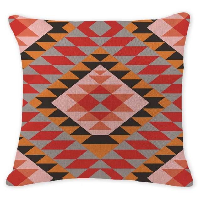 Geometric Throw Pillow Cover Cotton/Linen Brown Cushion Covers Decorative Comfortable Pillow Case For Home Decor Modern Square Cotton Linen Cushion Covers for Sofa Couch and Outdoor Décor 45x45cm