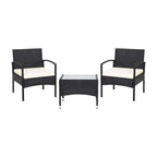 3 Pieces Patio Wicker Rattan Furniture Set with Cushion for Lawn