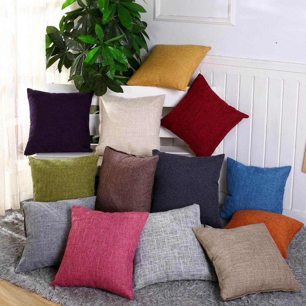 Linen Throw Pillow Cover Home Decorative Pillowcase Pillow Cover Burlap Square Cushion Cover Pillow Sham For Couch Living Room Light Linen Sofa Cafe Modern Solid Color Cushion Cover Square Pillow Case