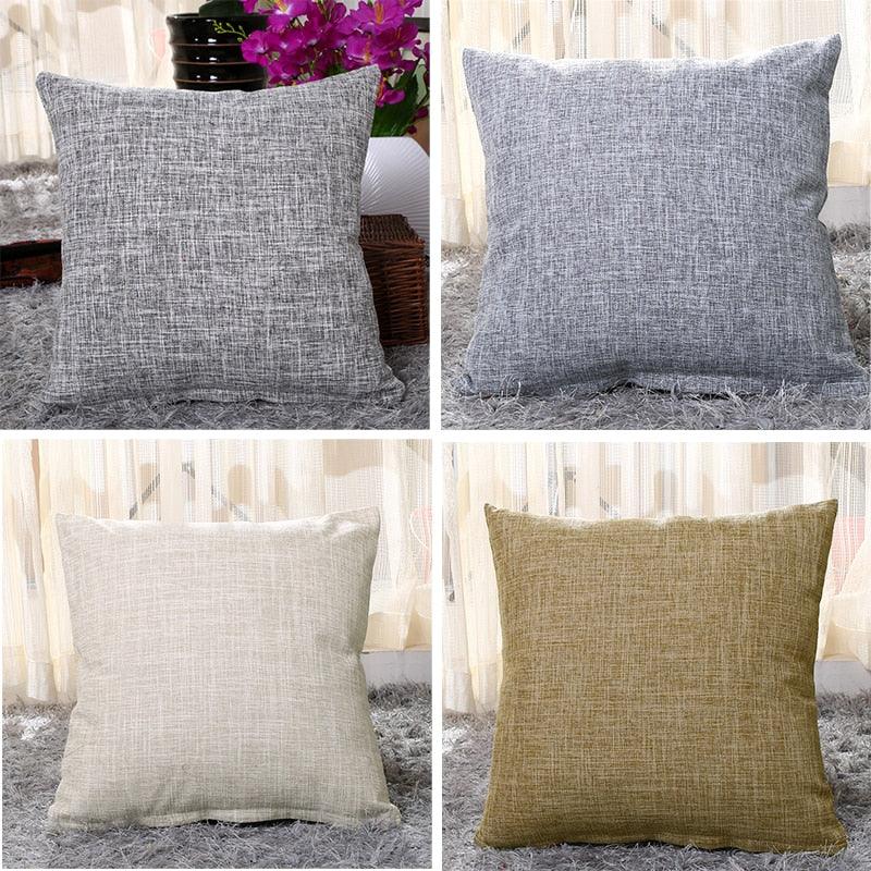 Linen Throw Pillow Cover Home Decorative Pillowcase Pillow Cover Burlap Square Cushion Cover Pillow Sham For Couch Living Room Light Linen Sofa Cafe Modern Solid Color Cushion Cover Square Pillow Case