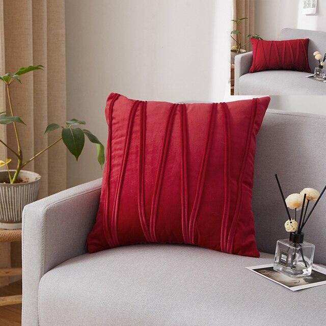 Striped Pillow Covers Solid Color Cushion Case Decorate Colorful Throw Pillow Cases Velvet Gray Couch Pillow Covers Decorative Home Party Soft Square Pillowcase