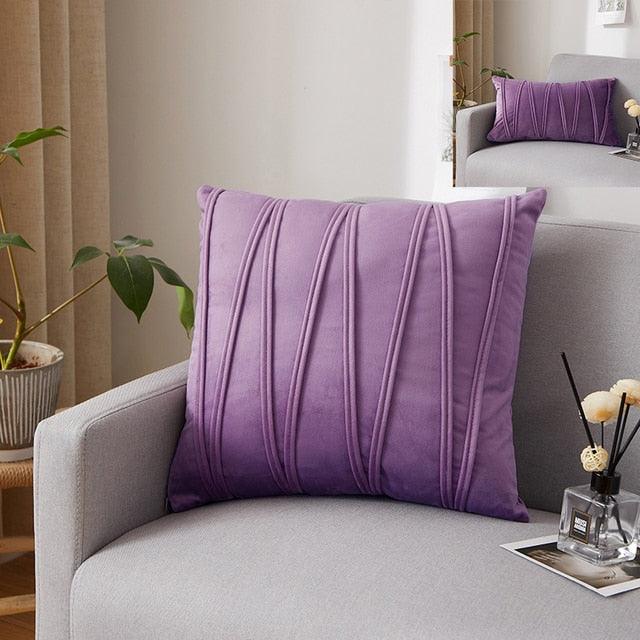 Striped Pillow Covers Solid Color Cushion Case Decorate Colorful Throw Pillow Cases Velvet Gray Couch Pillow Covers Decorative Home Party Soft Square Pillowcase