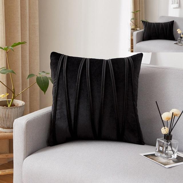 Striped Pillow Covers Solid Color Cushion Case Decorate Colorful Throw Pillow Cases Velvet Gray Couch Pillow Covers Decorative Home Party Soft Square Pillowcase