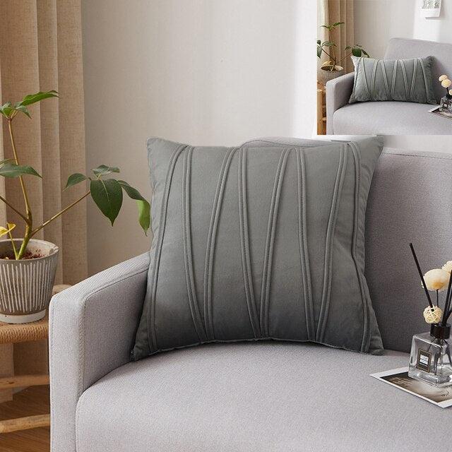 Striped Pillow Covers Solid Color Cushion Case Decorate Colorful Throw Pillow Cases Velvet Gray Couch Pillow Covers Decorative Home Party Soft Square Pillowcase