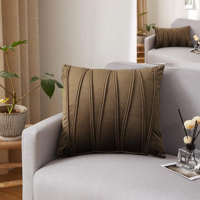 Striped Pillow Covers Solid Color Cushion Case Decorate Colorful Throw Pillow Cases Velvet Gray Couch Pillow Covers Decorative Home Party Soft Square Pillowcase