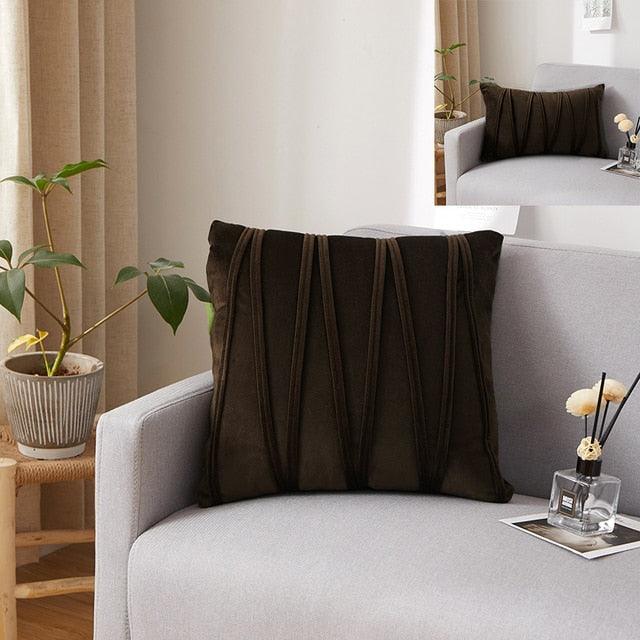 Striped Pillow Covers Solid Color Cushion Case Decorate Colorful Throw Pillow Cases Velvet Gray Couch Pillow Covers Decorative Home Party Soft Square Pillowcase