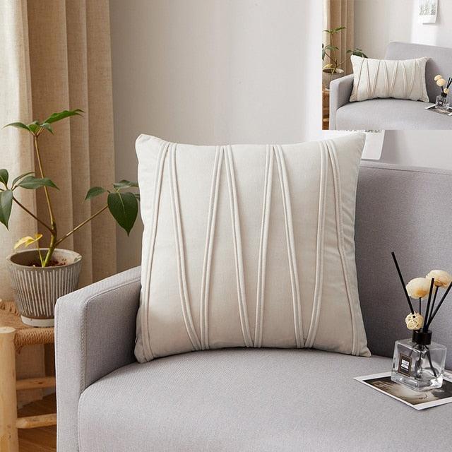 Striped Pillow Covers Solid Color Cushion Case Decorate Colorful Throw Pillow Cases Velvet Gray Couch Pillow Covers Decorative Home Party Soft Square Pillowcase