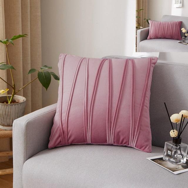 Striped Pillow Covers Solid Color Cushion Case Decorate Colorful Throw Pillow Cases Velvet Gray Couch Pillow Covers Decorative Home Party Soft Square Pillowcase